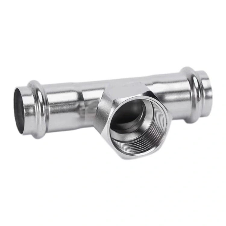 स्त्री थ्रेडेड टी डबल-प्रेस करा